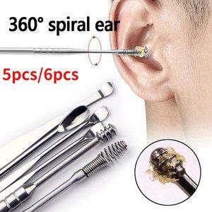 5pcs Ear Wax Pickers Stainless Steel Earpick Wax Remover Curette Ear Pick